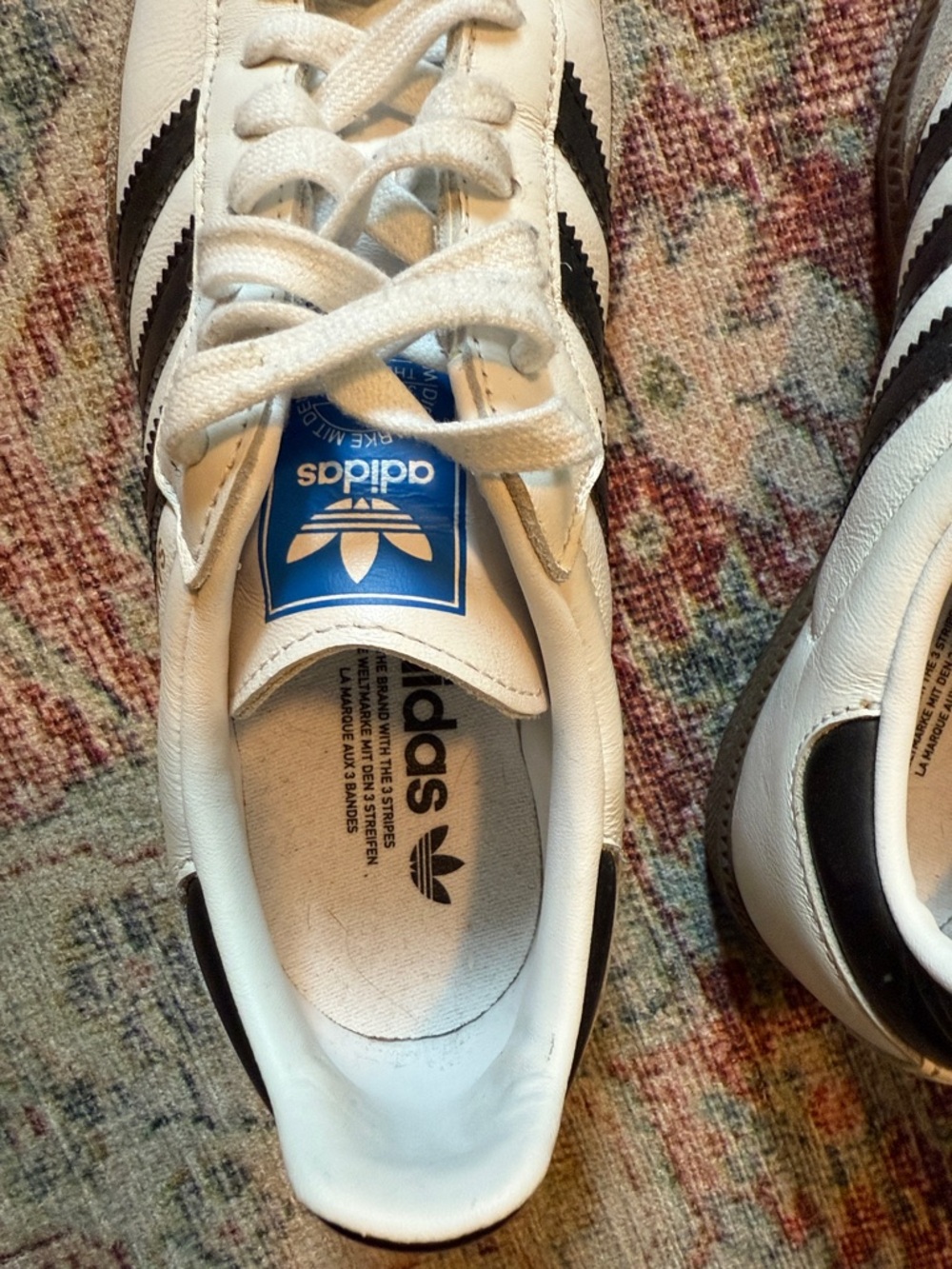 adidas Samba White Black Suede-Trim Sneakers - Picture 4 of 7
